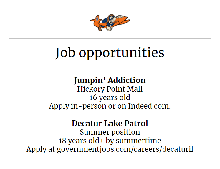 Job opportunities
