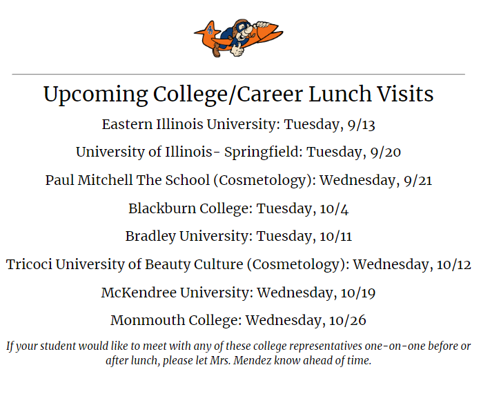 upcoming college lunch visits